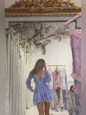 NEW LOVESHACKFANCY varsha‎ dress in ocean reef blue Floral Size 2